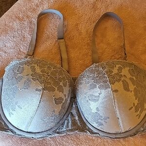 Gray Full Coverage Lace Bra
